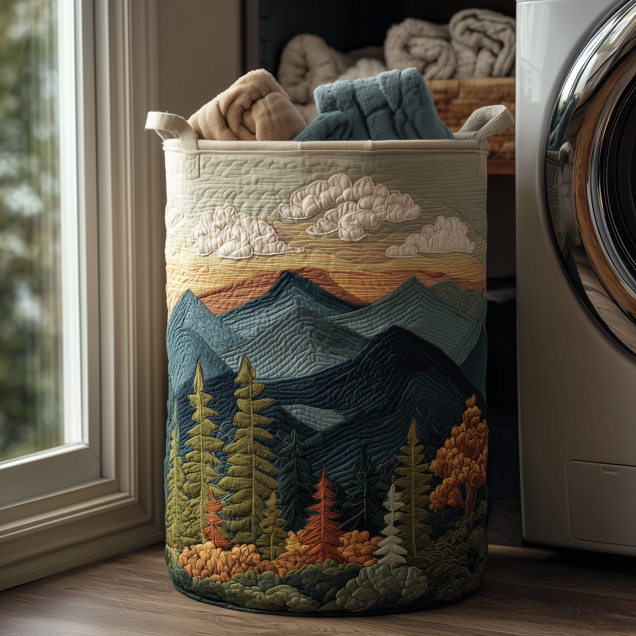 Forest Glow Quilted Laundry Basket Must-Have Home Essential