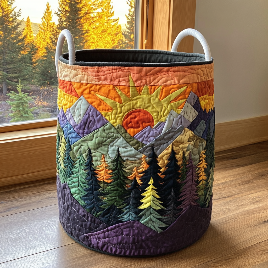 Forest Glow Quilted Laundry Basket Valentine's Day Merch Gift