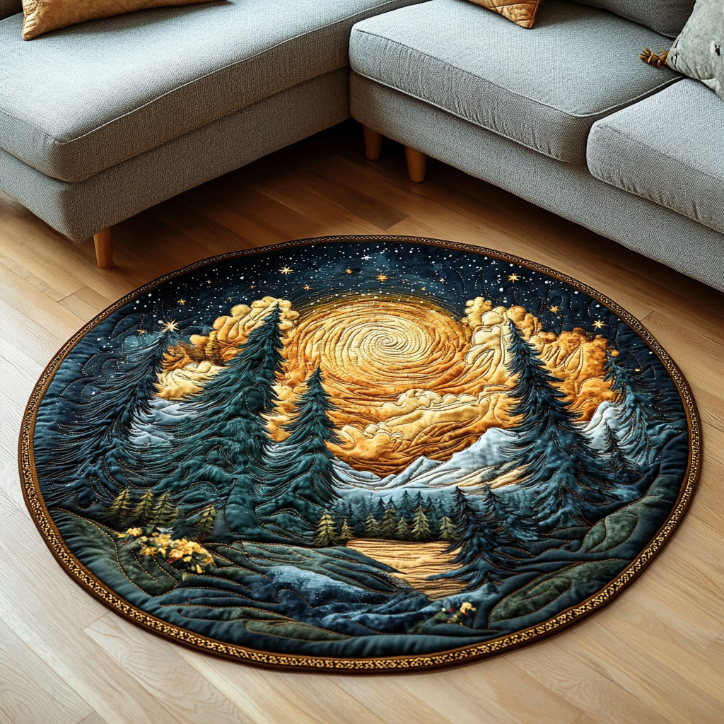 Forest Glow Quilted Round Mat Door Entrance Decor Tree Of Life Gifts For Her