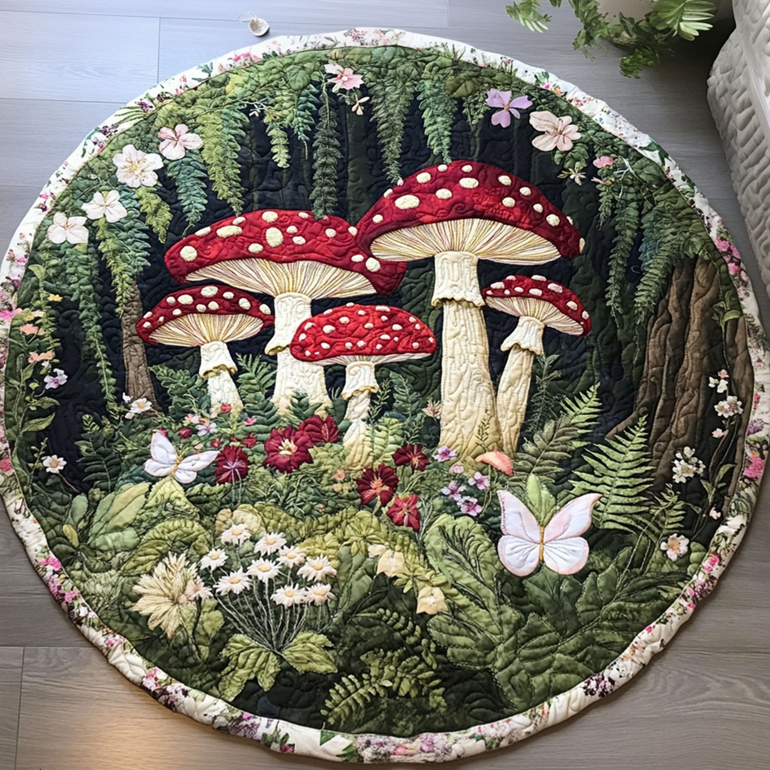 Forest Glow Quilted Round Mat Entryway Rug Ideas Christmas Gifts For Grandmother