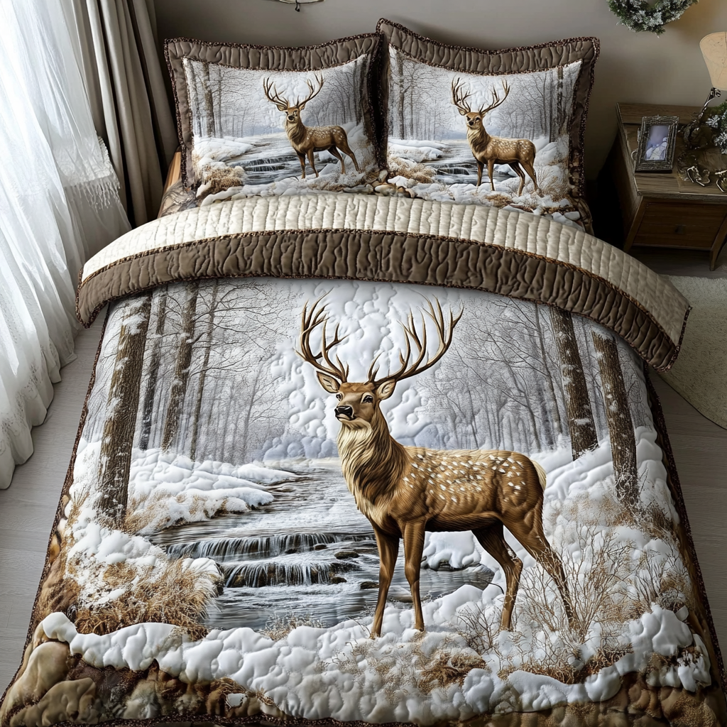Forest Grace Quilted Bedding Set Bed Decor Christmas Gifts For Deer Hunters
