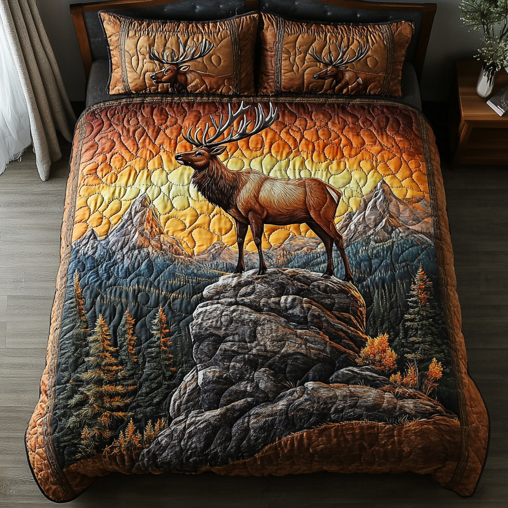 Forest Grace Quilted Bedding Set Cozy Bedroom Decor Good Gifts For Deer Hunters