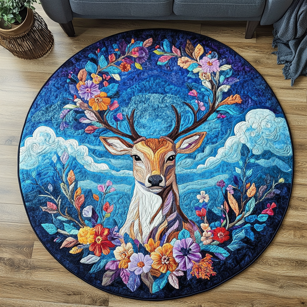 Forest Grace Quilted Round Mat Unique Front Door Decor Farmer Tractor Gifts For Him