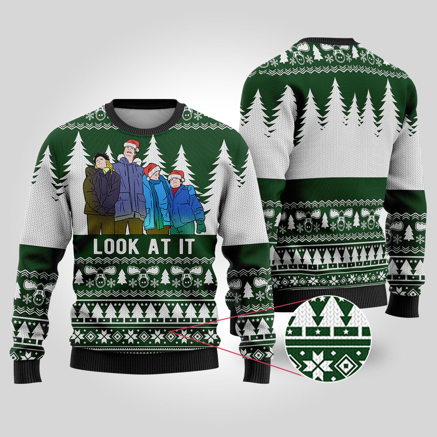 Forest Green Look At It Clark National Lampoon Christmas Sweater Classic Holiday Sweater for Festive Looks