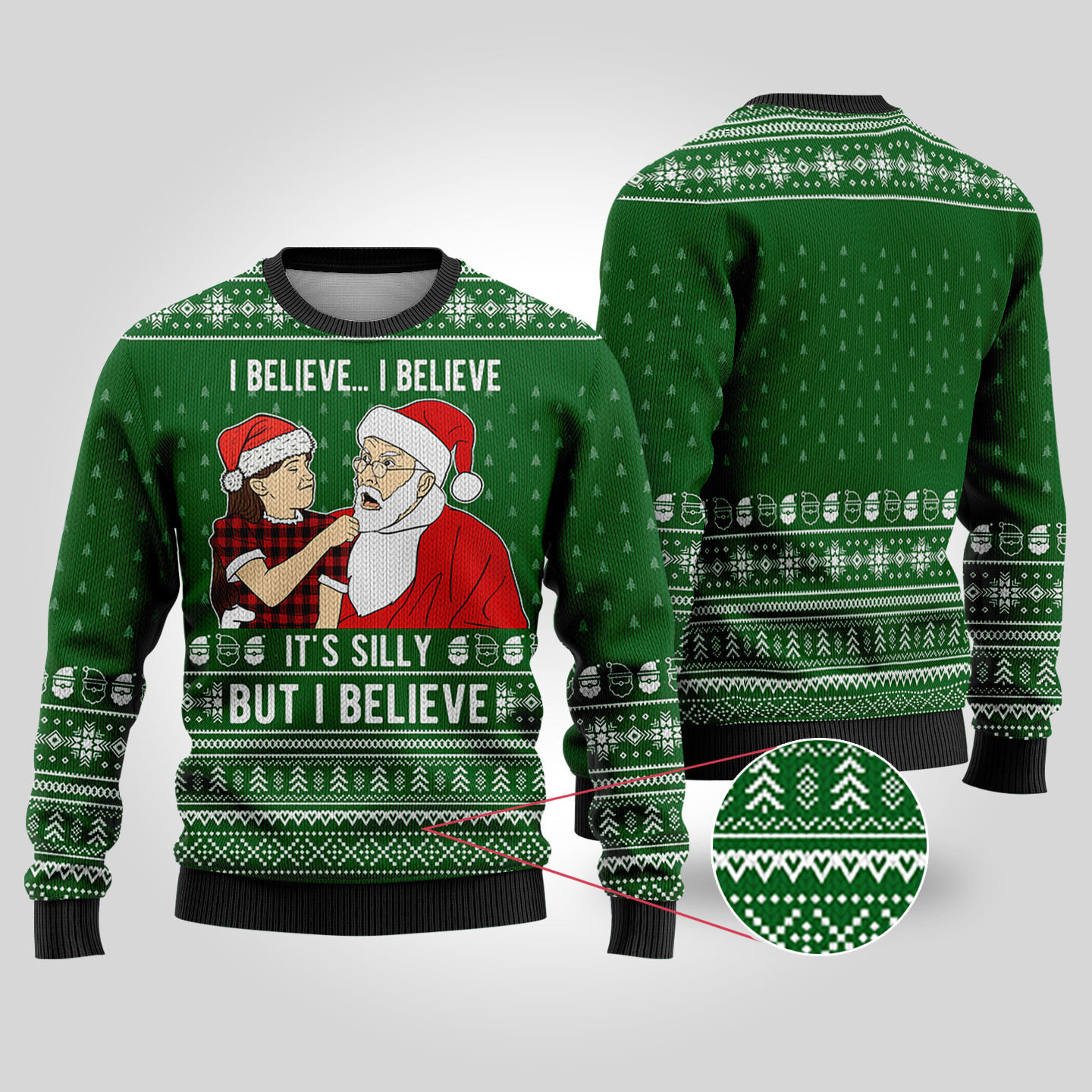 Forest Green Miracle On 34th Street Funny Ugly Christmas Sweater Casual Winter Sweatshirt for Daily Comfort