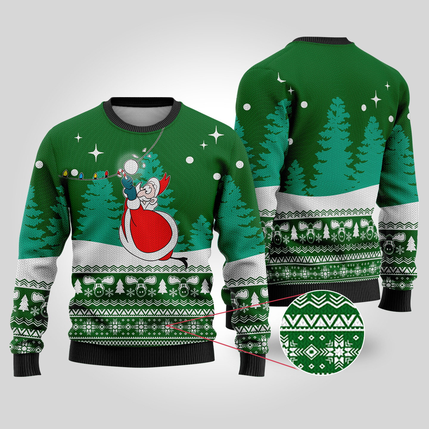 Forest Green Swinging Santa National Lampoon Ugly Christmas Sweater Custom Holiday Sweater Merch That Warms the Heart