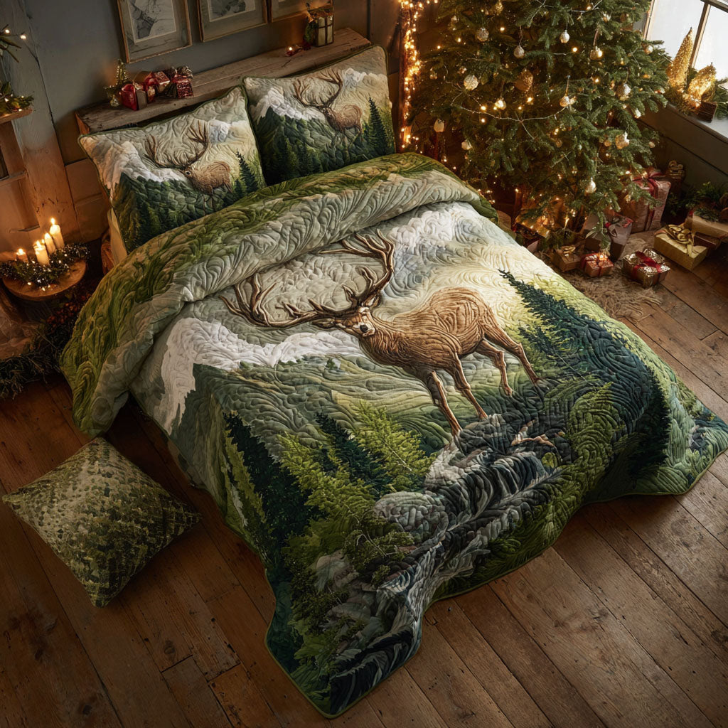 Forest Guardian Quilted Bedding Set Best Bedspread Set Presents For Deer Hunters
