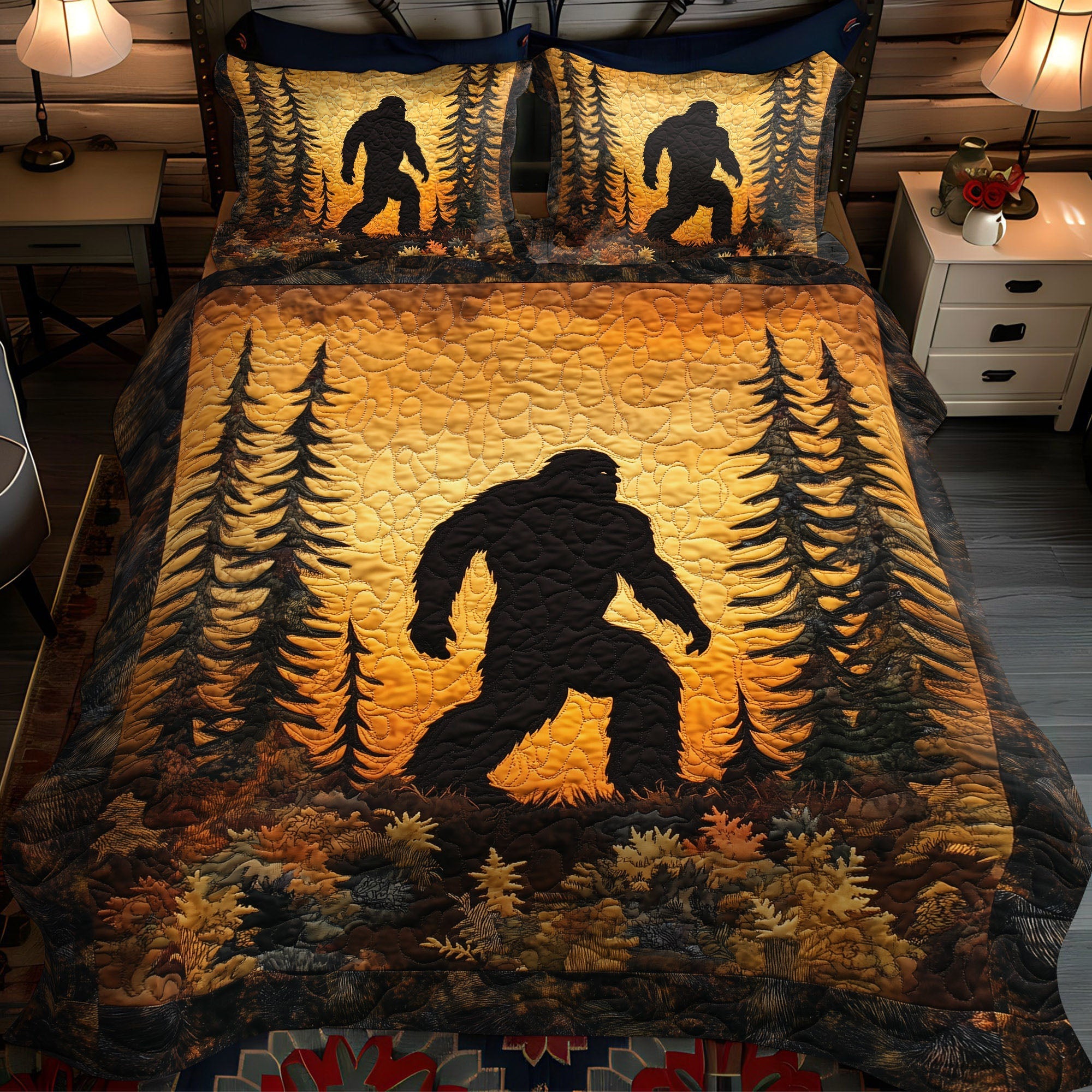 Forest Guardian Quilted Bedding Set Luxury Duvet Cover Set for Elegant Bedroom Decor