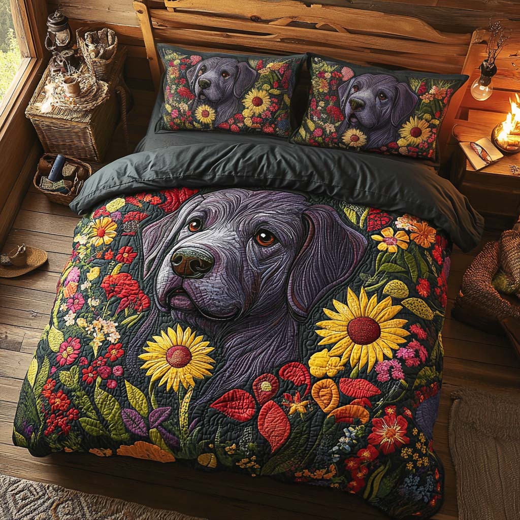 Forest Guardian Quilted Bedding Set Xmas Holiday Duvet Cover Set Christmas Presents For Labradors