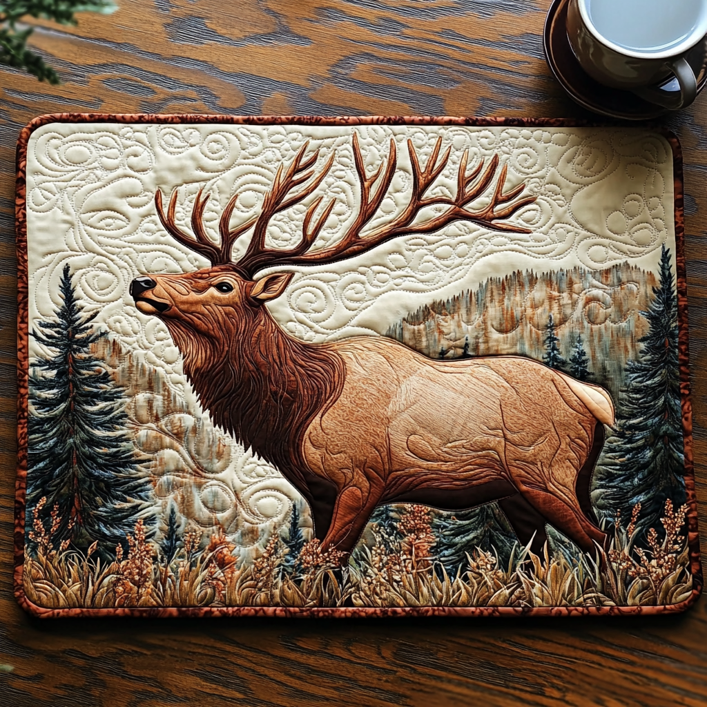 Forest Guardian Quilted Place Mat Modern Holiday Decor Forest Gift Shop