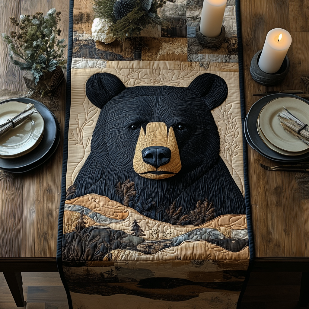 Forest Guardian Quilted Table Runner Dining Room Decor Gifts For Wild Animal Lovers