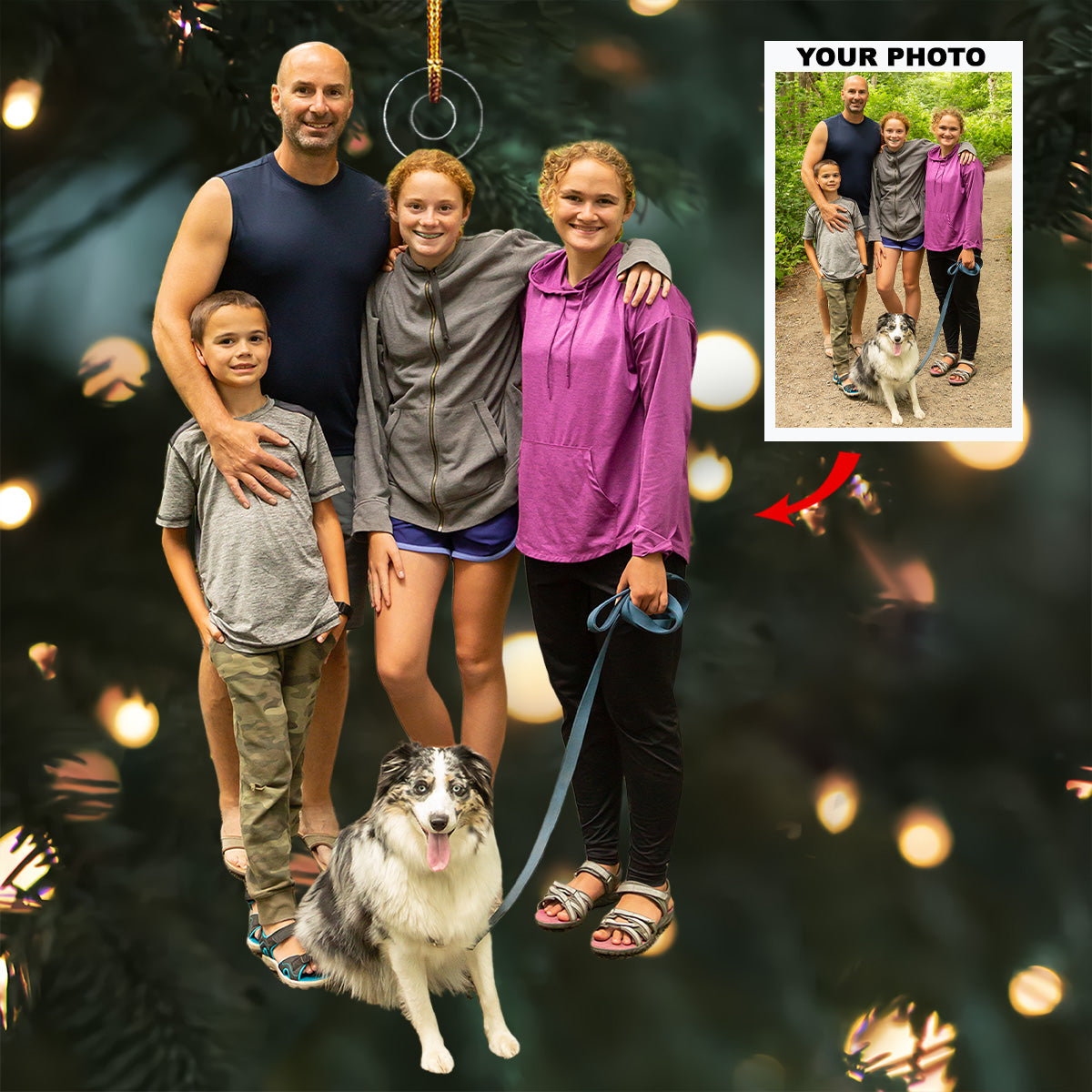 Forest Happiness Personalized Photo Mica Ornament Gift For Family Family Members