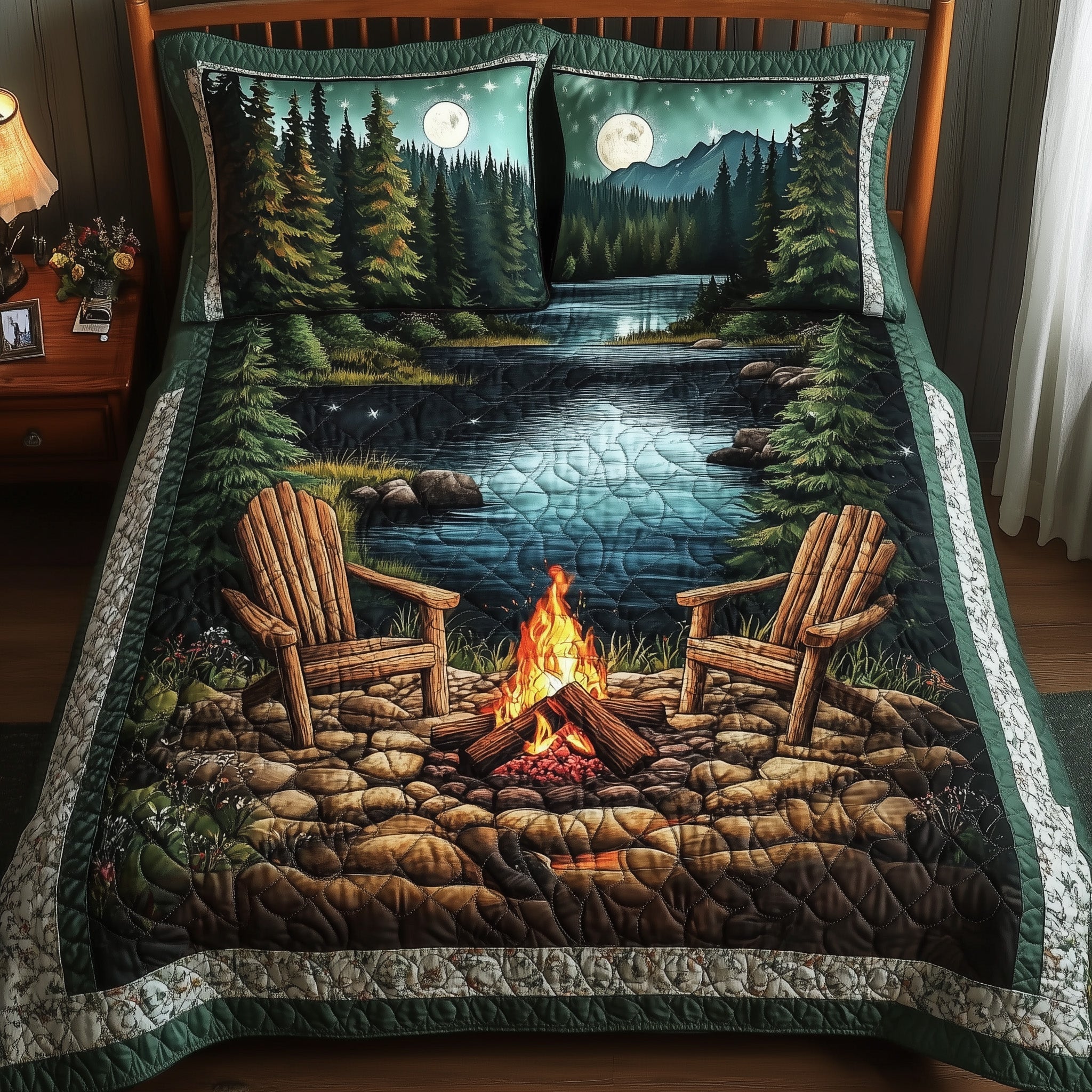 Forest Haven Quilted Bedding Set Duvet Cover Bedspread Gifts For People Who Like Camping