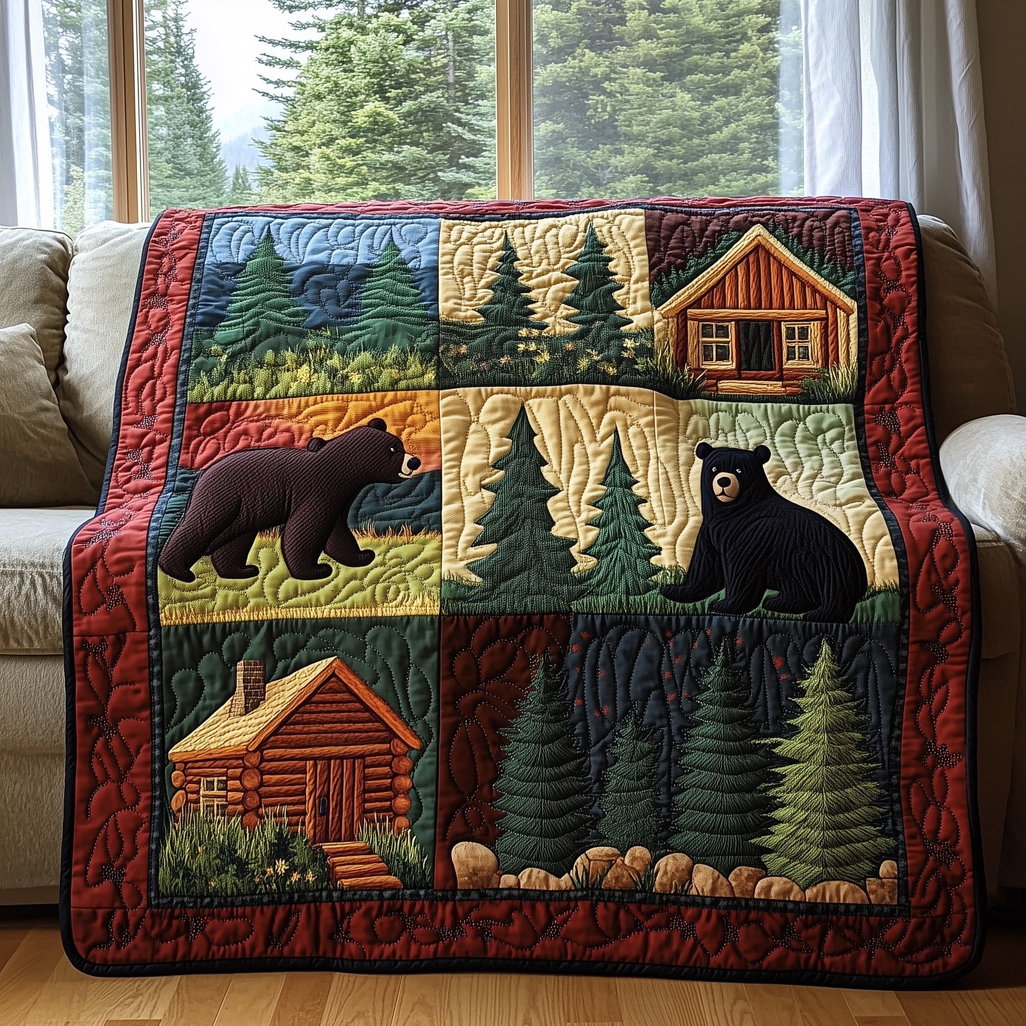 Forest Haven Quilted Blanket Couch Throw BlanketBear Christmas Presents