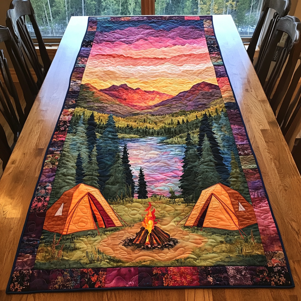 Forest Haven Quilted Table Runner Dinner Table Decor Ideas Gifts For Camping Lovers