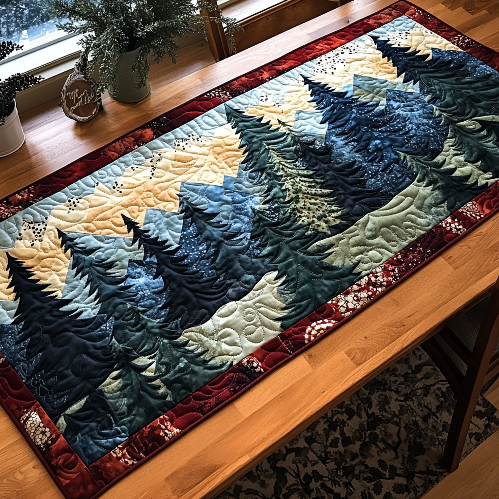 Forest Haven Quilted Table Runner Dinner Table Decor Ideas Unique Gifts For Nature Lovers