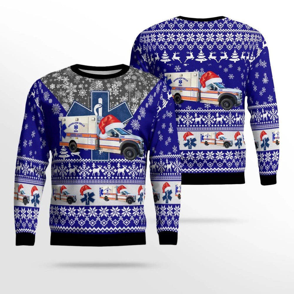 Forest Hills Pennsylvania Woodland Hills EMS AOP Ugly Sweater Xmas Unisex Sweater Christmas Gifts For Men Women