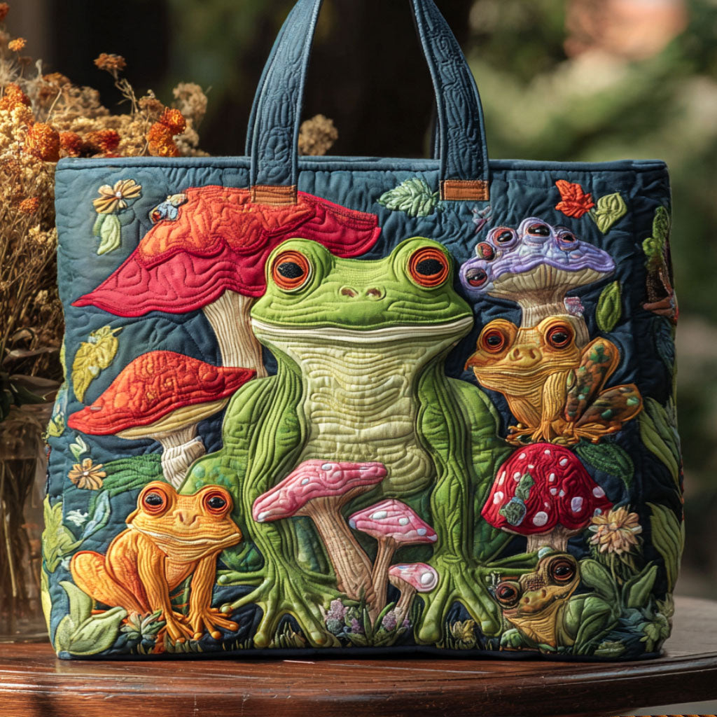 Forest Hopper Quilted Tote Bag Frog Gifts For Him