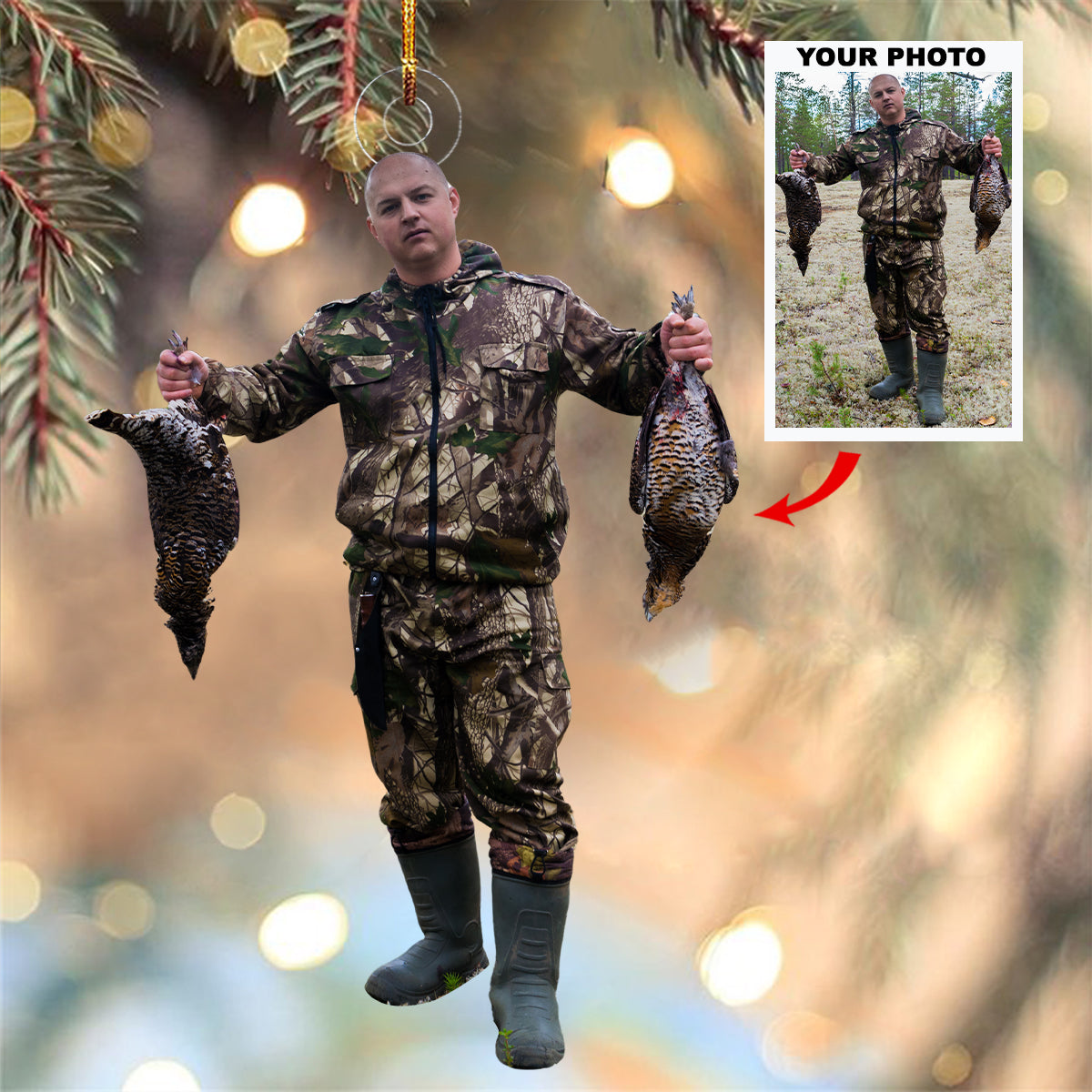 Forest Hunter Personalized Photo Mica Ornament Gift For Hunting Lovers