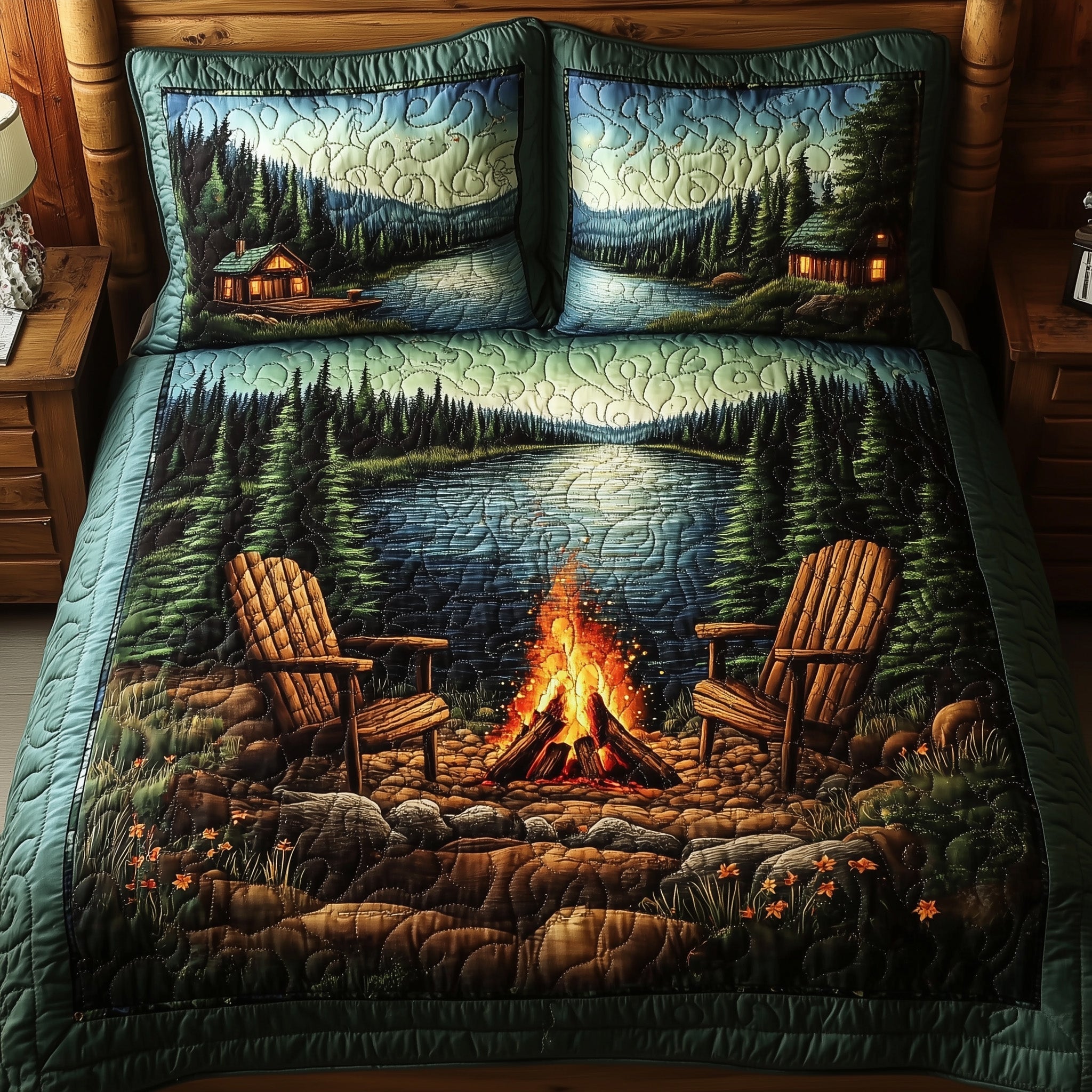Forest Joy Quilted Bedding Set Duvet Cover Bedspread Great Camping Gifts
