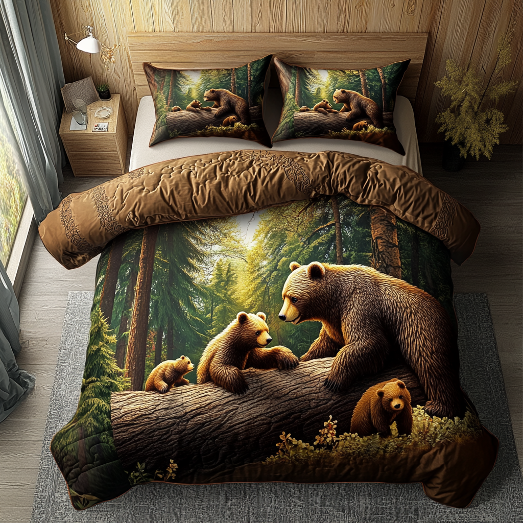 Forest King Quilted Bedding Set Cute Bedroom Decor Unique Nature Lover Gifts