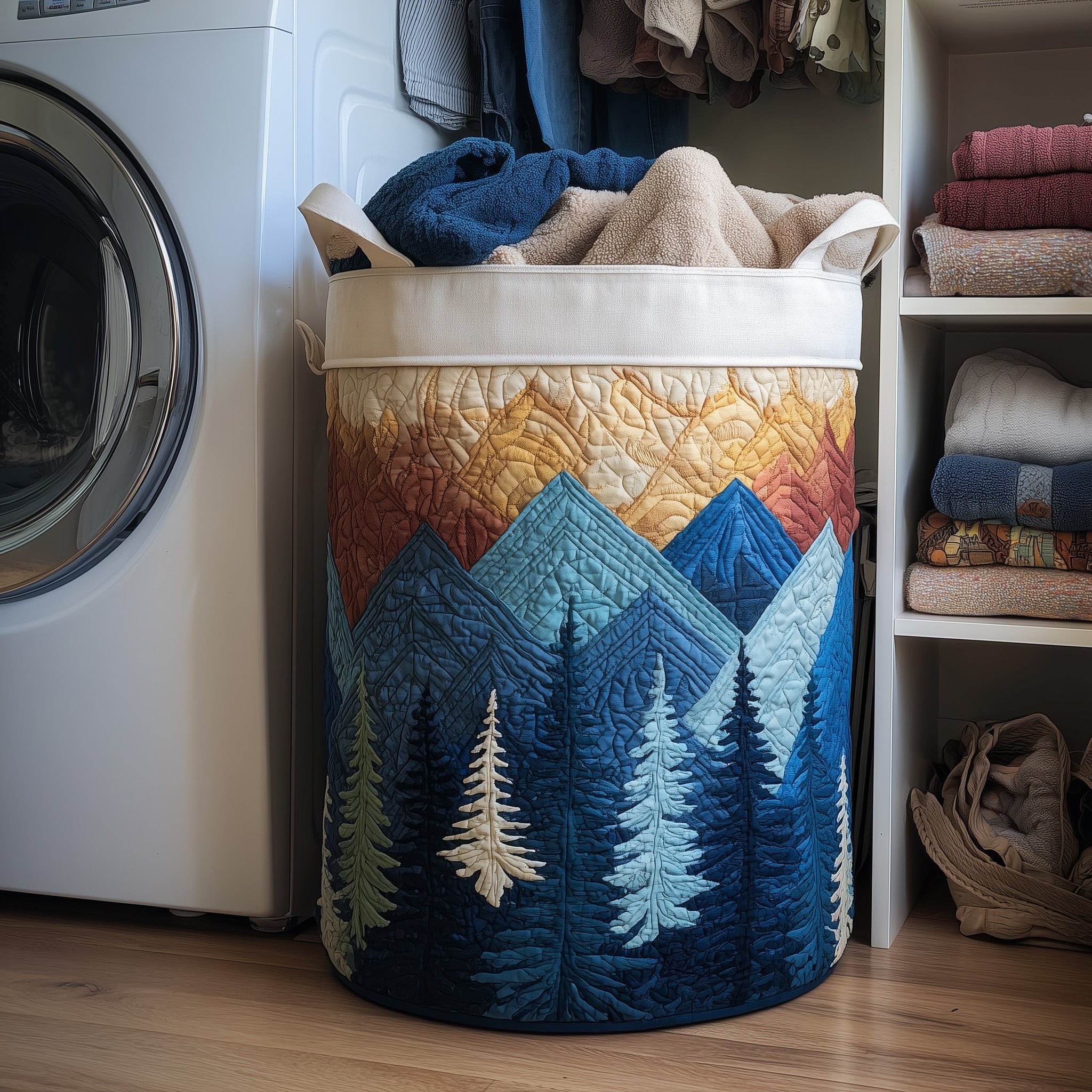 Forest Landscape Quilted Laundry Basket Forest Design Laundry Room Decor Cool Gift Ideas