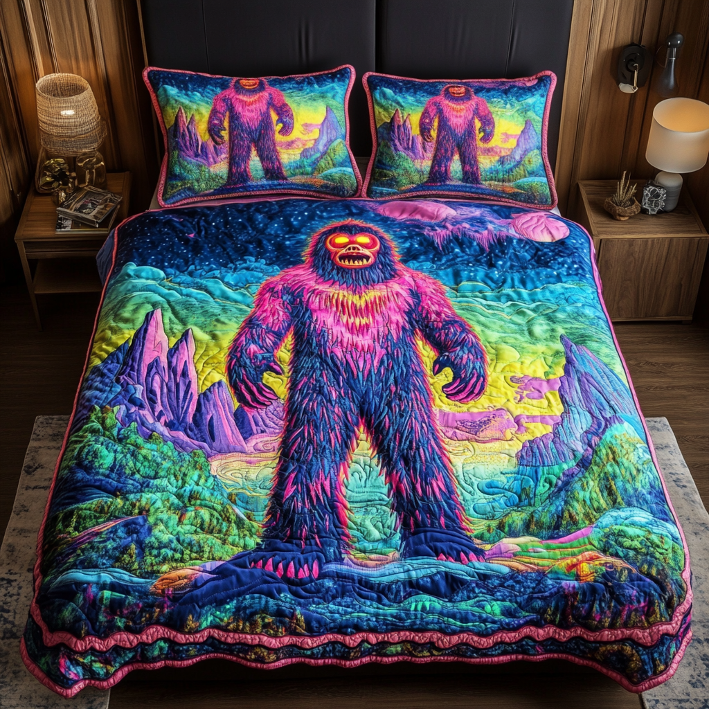 Forest Legend Quilted Bedding Set Bedroom Decor Ideas Bigfoot Themed Gifts