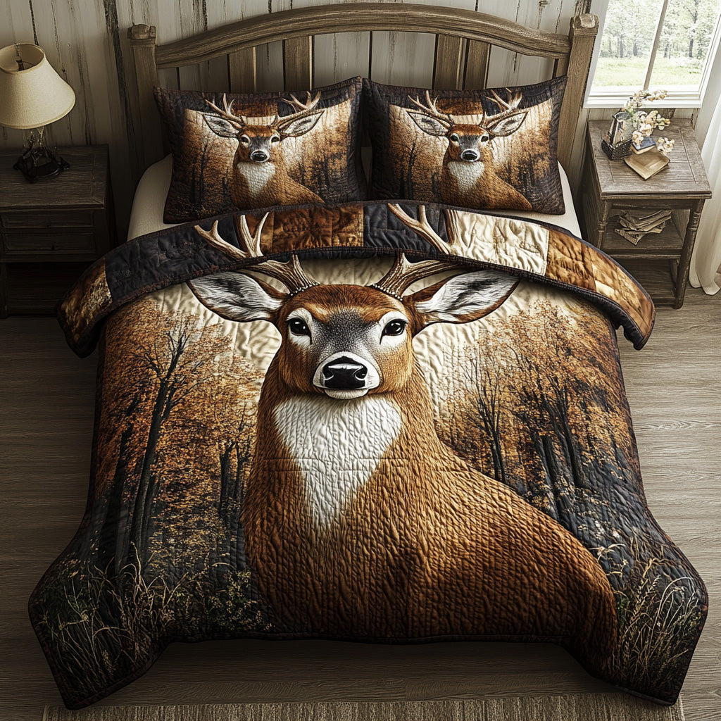 Forest Majesty Quilted Bedding Set Bedroom Decor Autumn Inspired Gifts