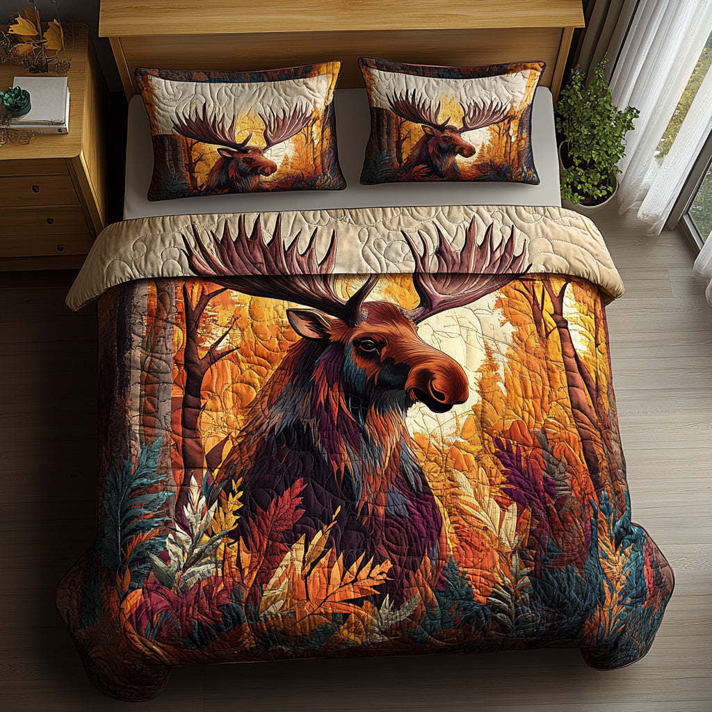 Forest Majesty Quilted Bedding Set Best Bedspread Set Presents For Deer Hunters