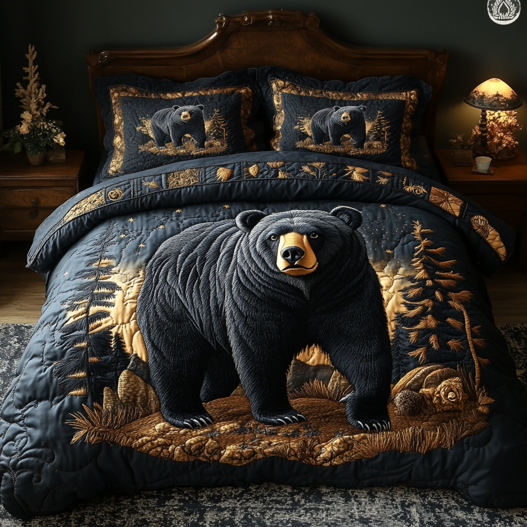 Forest Majesty Quilted Bedding Set Cozy Bedroom Decor Gift Ideas For Wildlife Lovers
