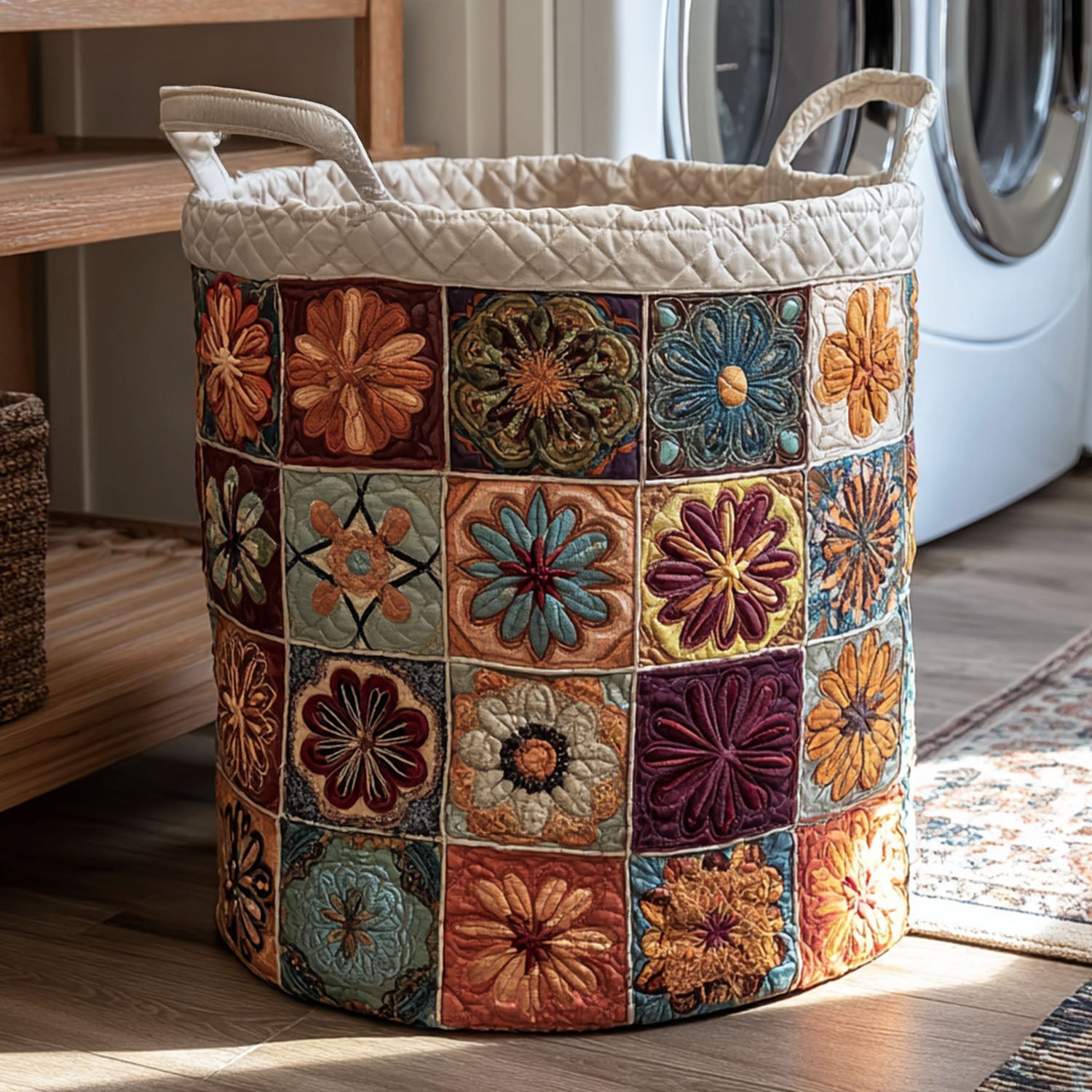 Forest Mandala Quilted Laundry Basket Merch For Family