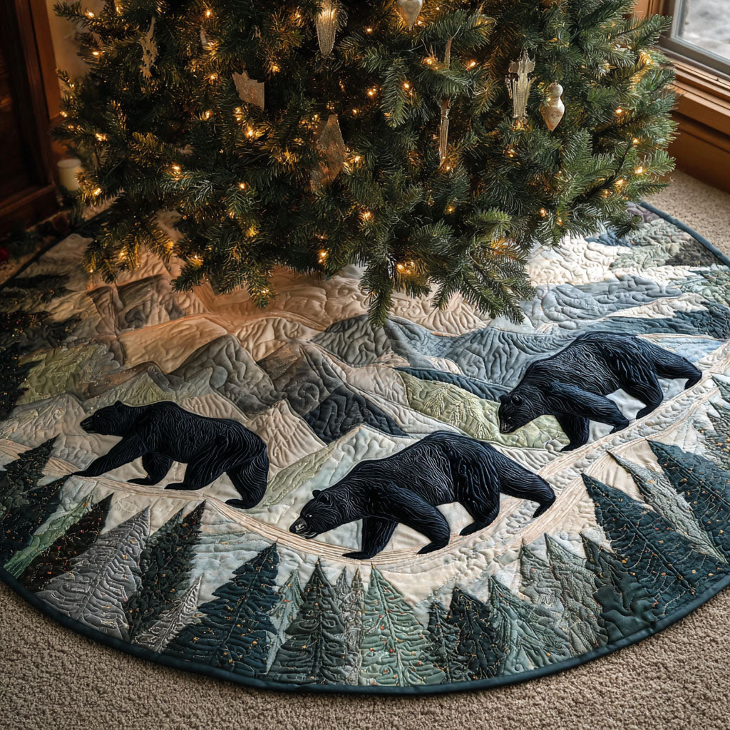 Forest March Christmas Quilted Tree Skirt Xmas Home Decor Nature Lover Gift Ideas
