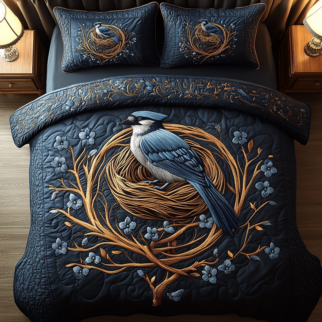 Forest Melody Quilted Bedding Set Best Bedspread Set Gifts For Birders