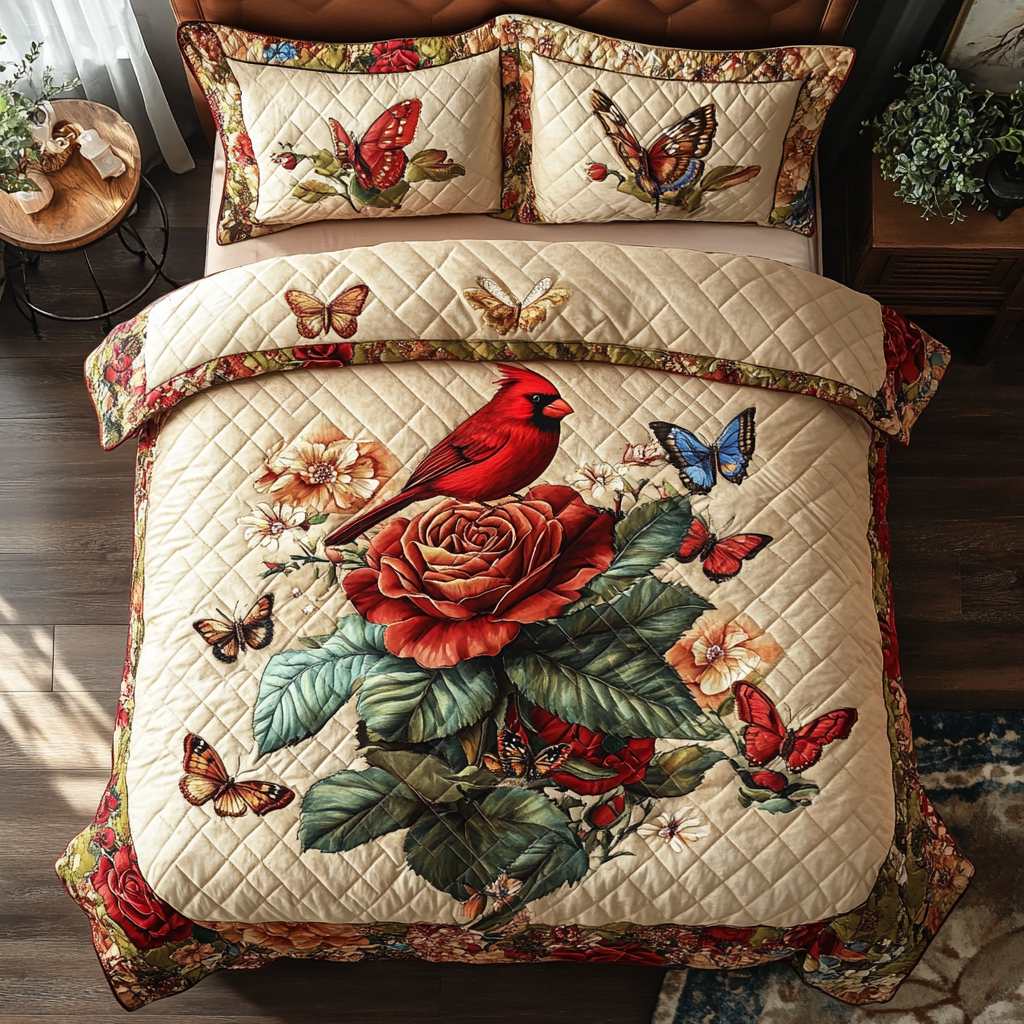 Forest Messenger Quilted Bedding Set Christmas Bedroom Ideas Cardinal Christmas Gift