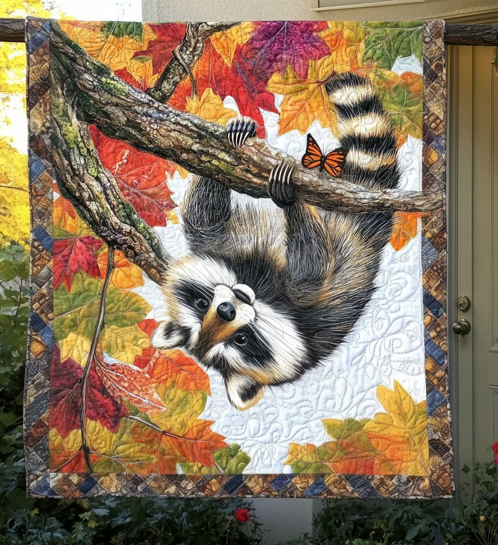 Forest Mischief Quilted Blanket Funny Raccoon Gifts For Friend