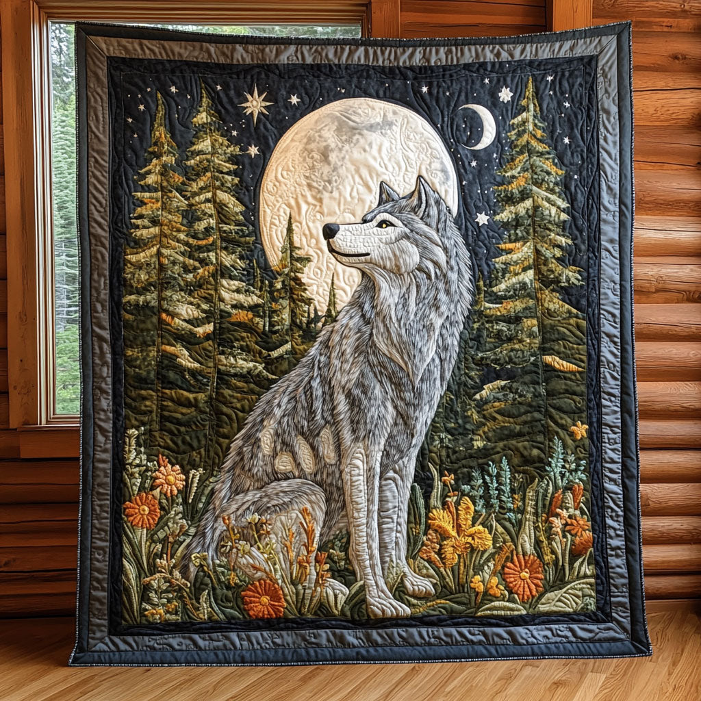 Forest Moon Wolf Quilt Premium Quilt Blanket to Enhance Bedroom Comfort
