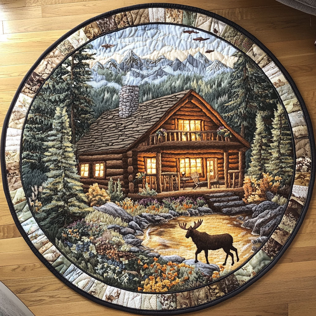 Forest Moose Quilted Round Mat Entryway Decor Tree Of Life Gifts For Men