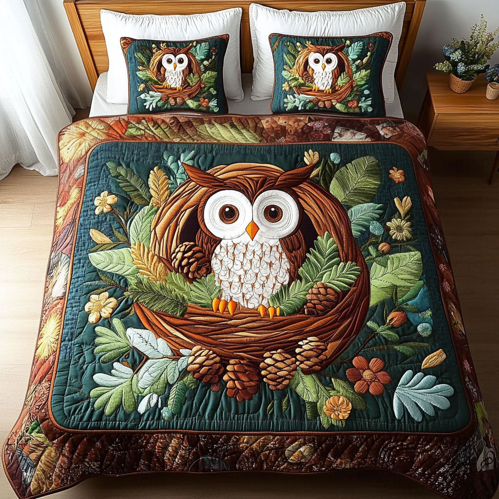 Forest Nest Quilted Bedding Set Best Bed Sheet Set Owl Gifts For Her