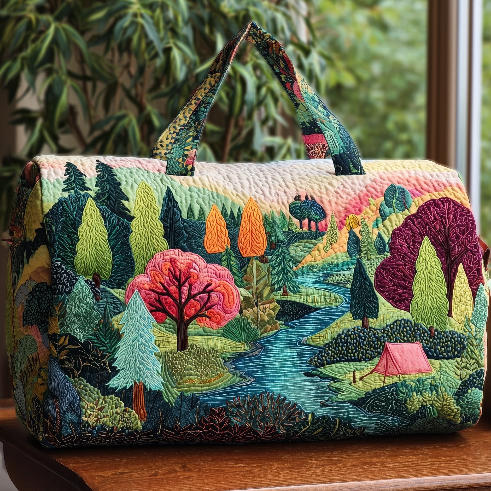 Forest Nook Quilted Duffle Bag For Carry On Use