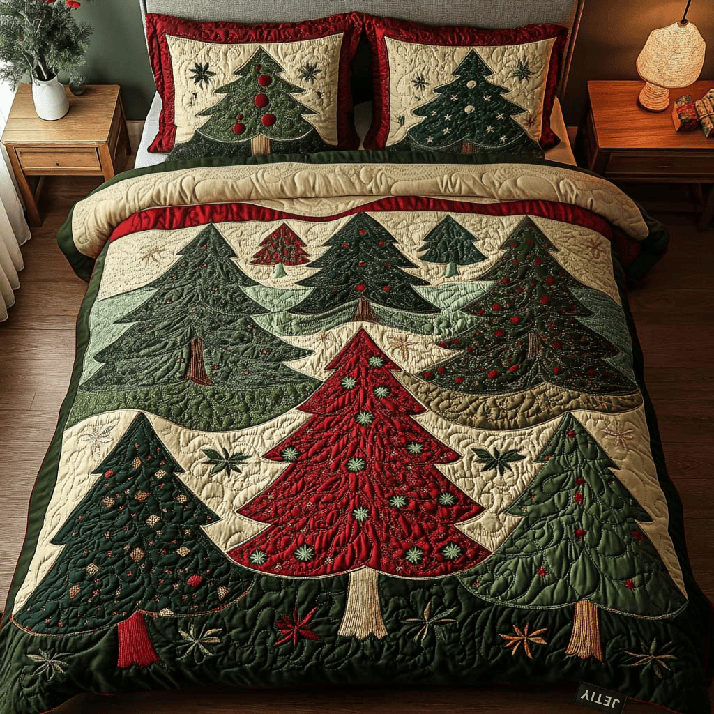 Forest of Joy Quilt Bedding Set Holiday Season Duvet Covers Christmas Presents For Her