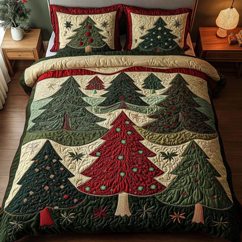Forest Of Joy Quilted Bedding Set King Bedspread Nature Themed Gift For Sister