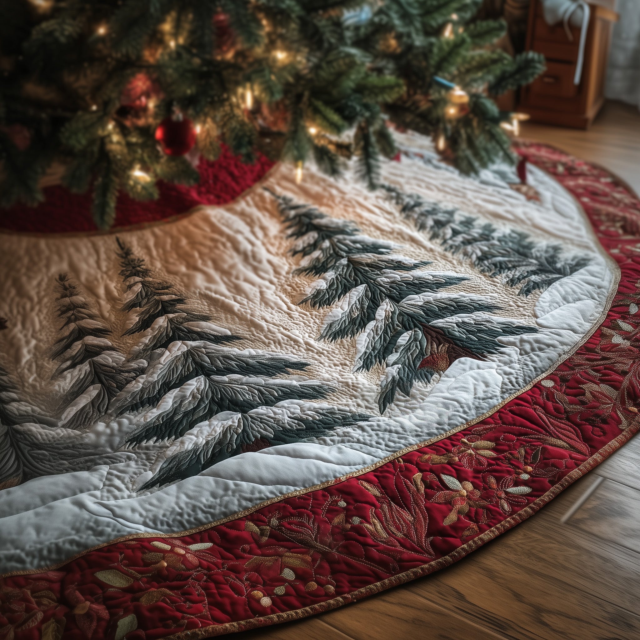 Forest Of Joy Quilted Tree Skirt Charming Tree Skirt Gift Idea