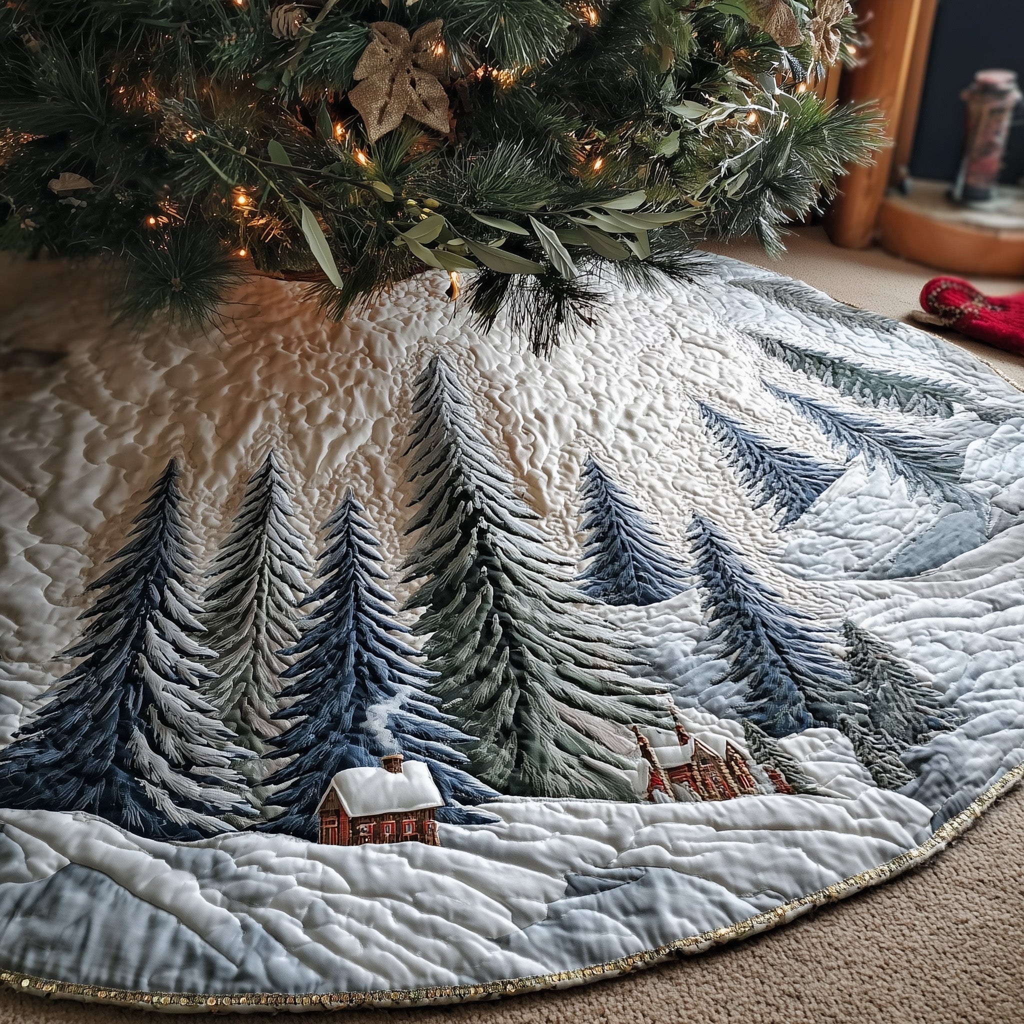 Forest Of Joy Quilted Tree Skirt Festive Tree Skirt Gift Choice