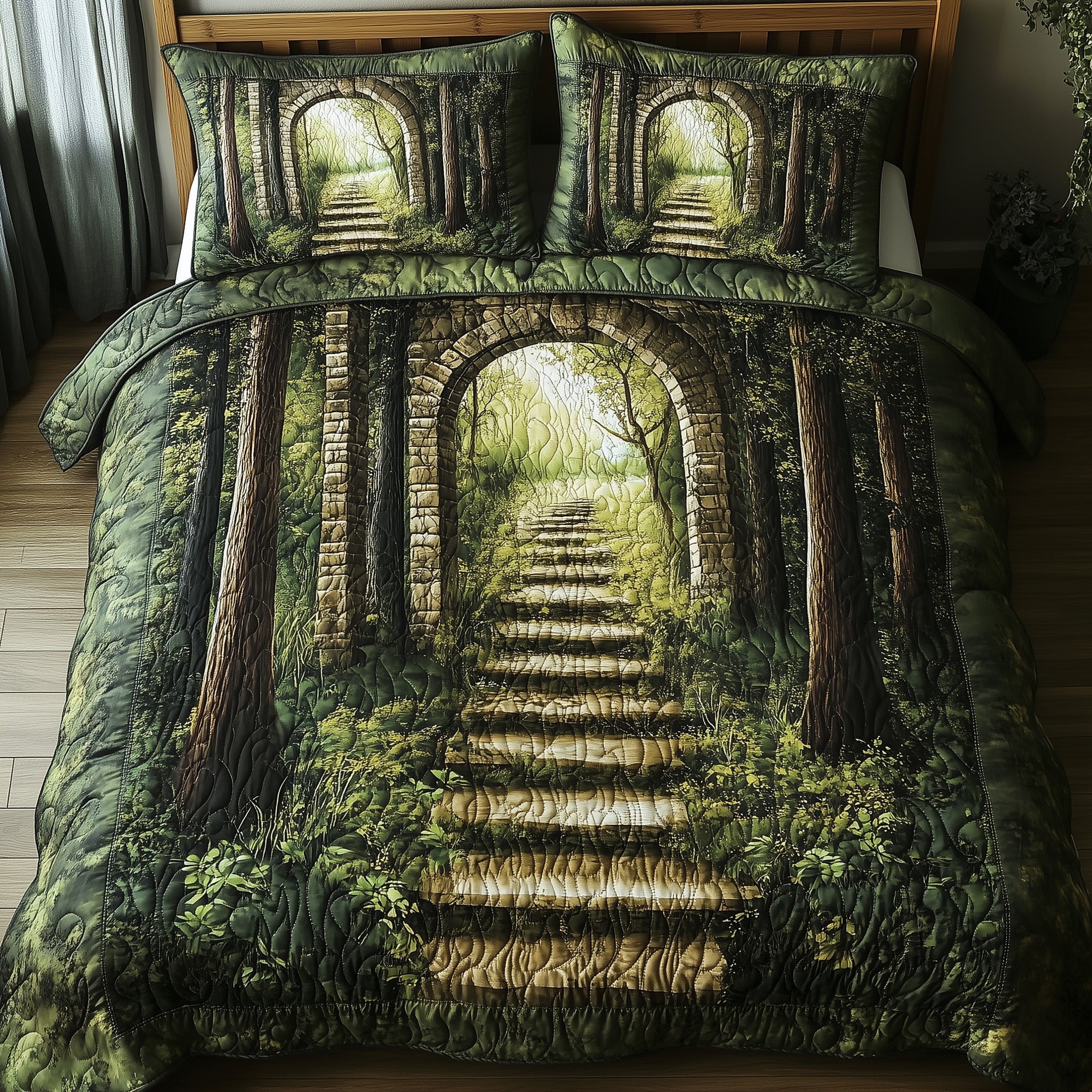 Forest of the Fallen Arches Quilted Bedding Set Duvet Cover Merchandise Autumn Gifts Items