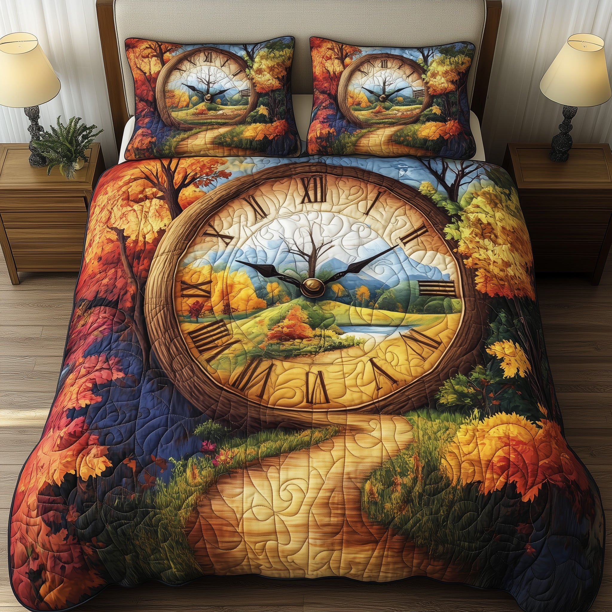 Forest Of Time Quilted Bedding Set Duvet Cover Merchandise Christmas Present Ideas For Daughter In Law