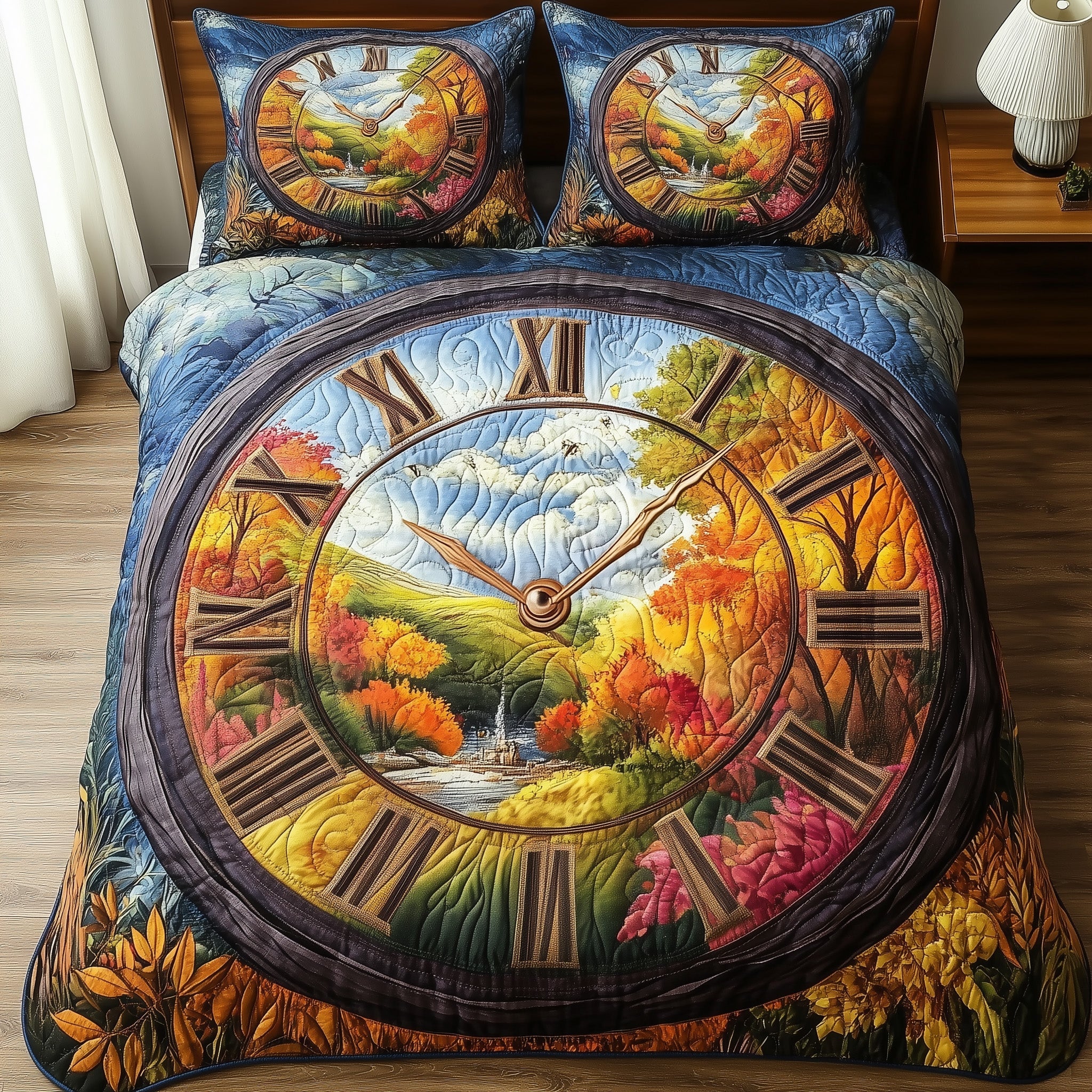 Forest Of Time Quilted Bedding Set Duvet Cover Merchandise Christmas Presents For Cousin