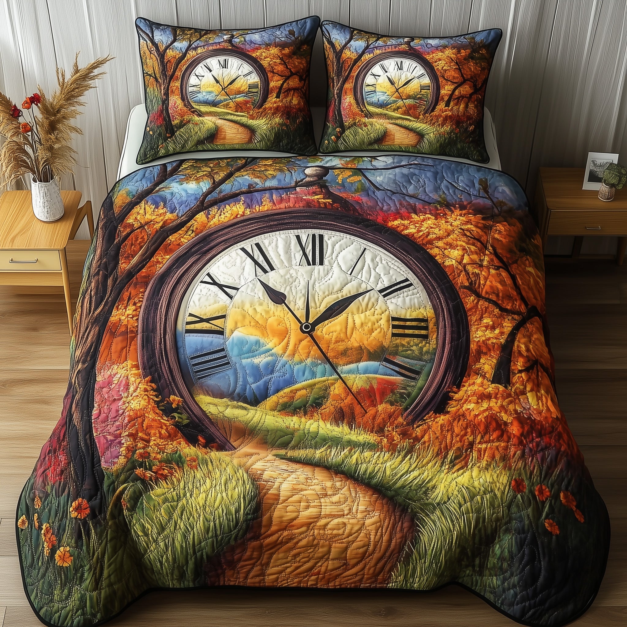 Forest Of Time Quilted Bedding Set Duvet Cover Merchandise Funny Christmas Ideas For Family