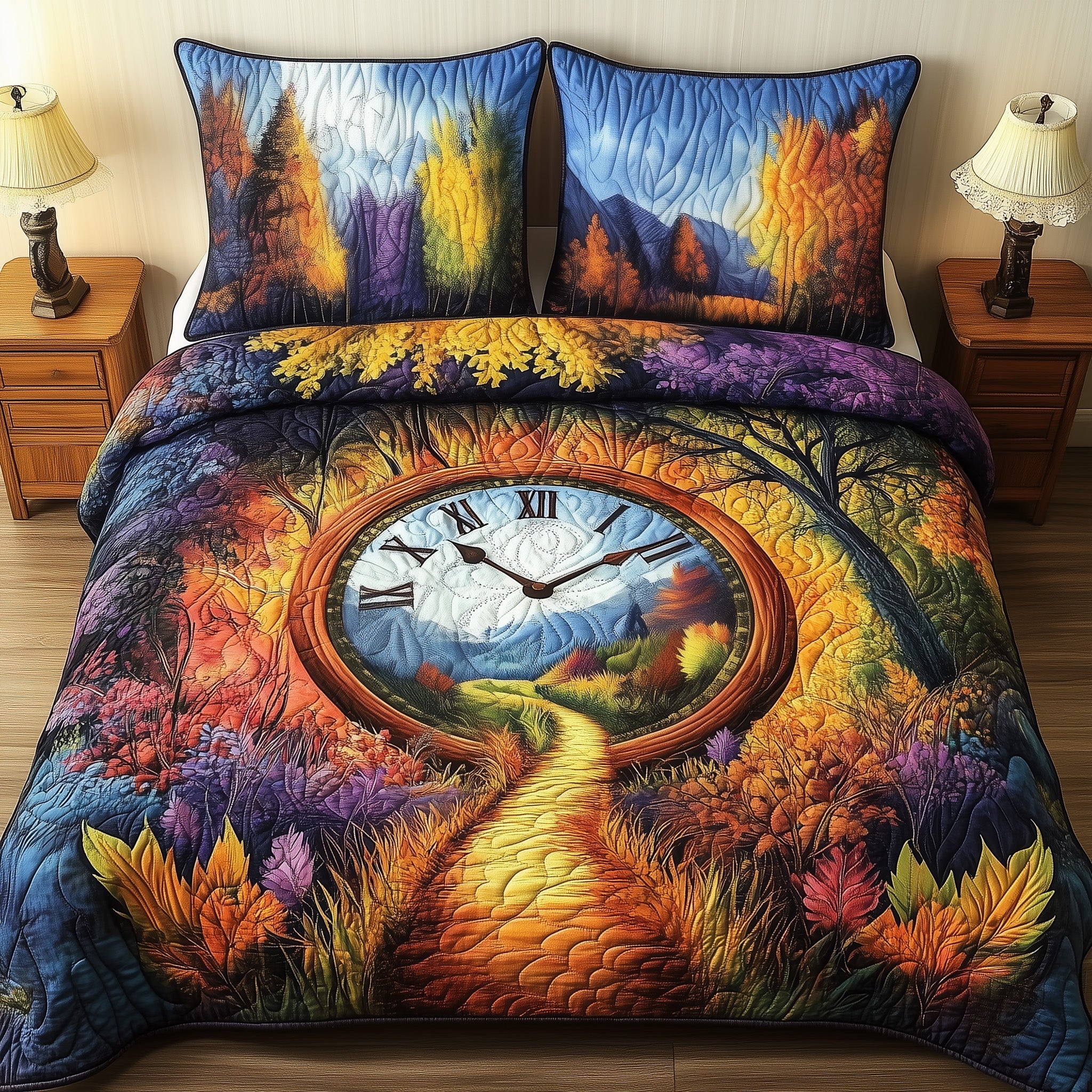 Forest Of Time Quilted Bedding Set Duvet Cover Merchandise Great Christmas Gifts For Sister In Law