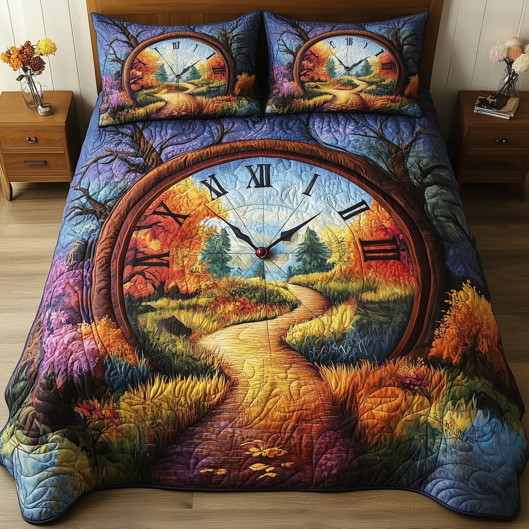 Forest Of Time Quilted Bedding Set Duvet Cover Merchandise Xmas Gift Ideas For Daughter In Law