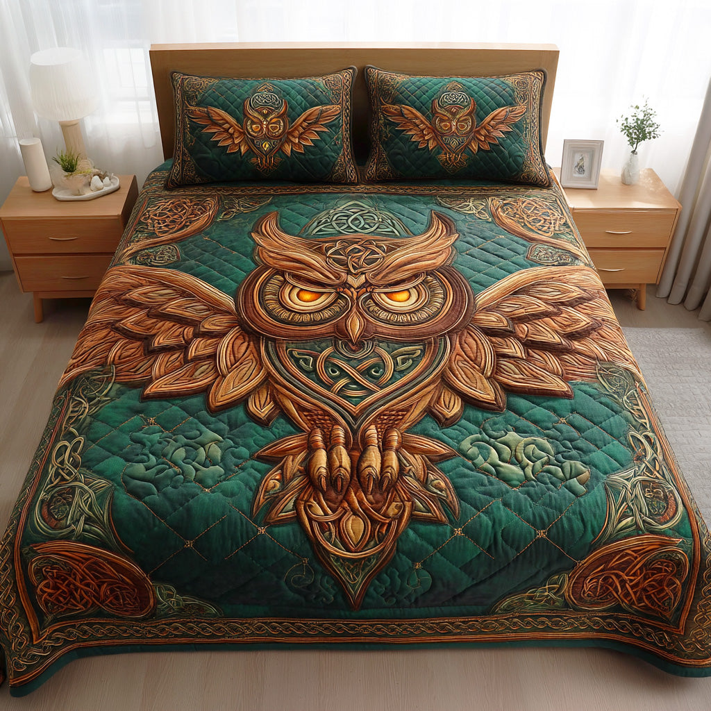 Forest Owl Knot Quilted Bedding Set Warm and Elegant Bedding Gift Set for Every Home